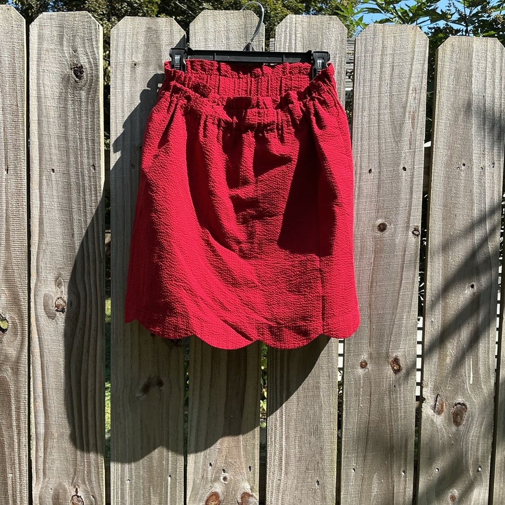 Lauren James Red Scalloped Skirt